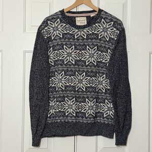 Weatherproof Vintage Nordic Snowflake Sweater Gray Crewneck L